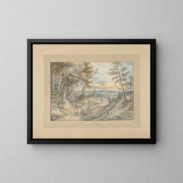 Sentiero nel bosco al crepuscolo - Lucas van Uden — quadro incorniciato alla parete