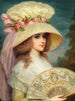 Una donna con un cappello rosa e un ventaglio - Lucius Rossi — vista dell’opera