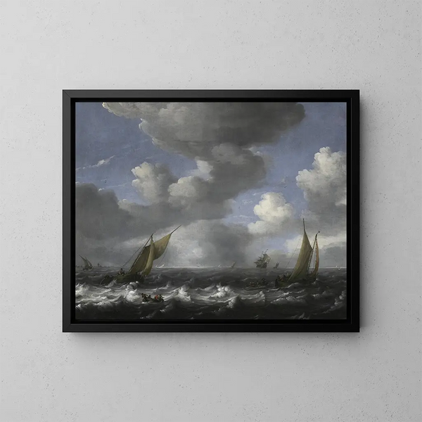 marino e barche da pesca - Ludolf Bakhuizen — quadro incorniciato alla parete