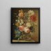 Una natura morta con rose, giacinto e altri fiori in un vaso di vetro su un davanzale di pietra - Ludovico Stern — quadro incorniciato alla parete