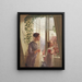 Interno con madre e figlia alla finestra - Ludvig August Smith — quadro incorniciato alla parete