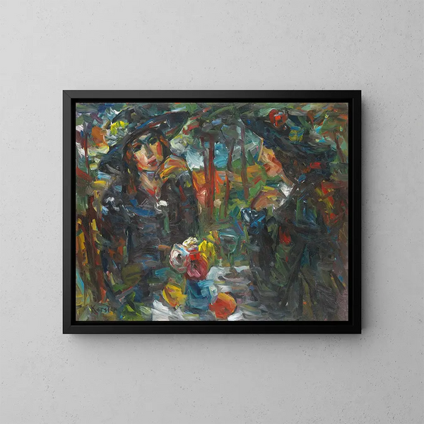 Due donne al tavolo - Ludvig Karsten — quadro incorniciato alla parete
