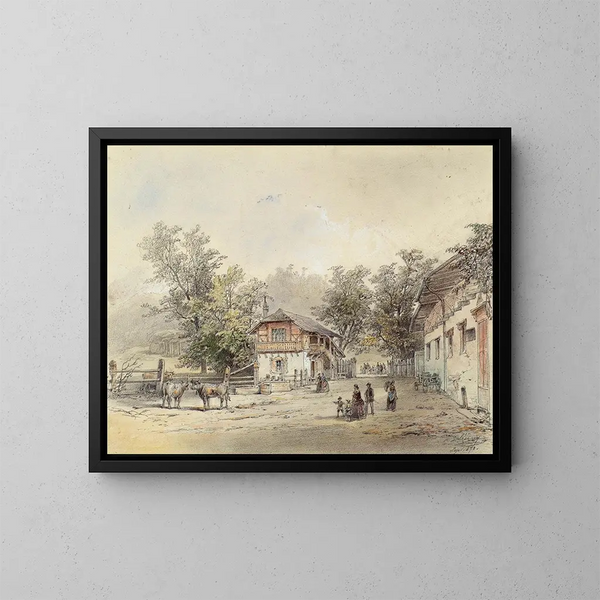 La latteria a Vorderbrühl vicino a Vienna - Ludwig Czerny — quadro incorniciato alla parete