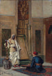 Un musicista e una guardia in un interno orientale - Ludwig Deutsch — vista dell’opera