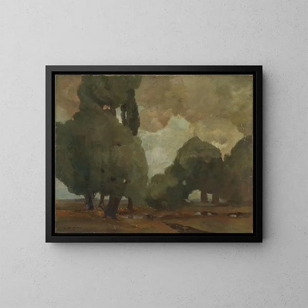 Tempesta nella torbiera vicino a Dachau - Ludwig Dill — quadro incorniciato alla parete