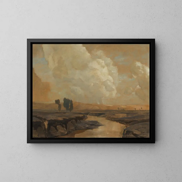 Tempesta nella torbiera con ombre di nuvole - Ludwig Dill — quadro incorniciato alla parete
