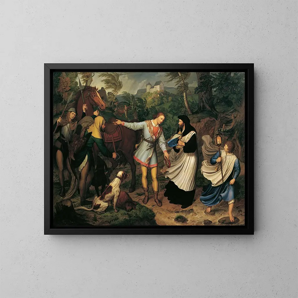 Rodolphe d'Asburgo e il sacerdote - Ludwig Ferdinand Schnorr von Carolsfeld — quadro incorniciato alla parete