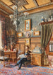 Interno di una villa con un gentiluomo seduto in una poltrona e che fuma - Ludwig Otto von Sonnenburg — vista dell’opera