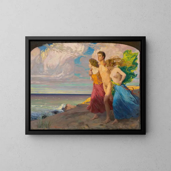 Tempesta di primavera - Ludwig von Hofmann — quadro incorniciato alla parete