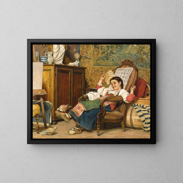 I piccioni di casa - Luigi Bechi — quadro incorniciato alla parete