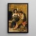 Fileuse e giocatore di flauto - Luigi Bechi — quadro incorniciato alla parete