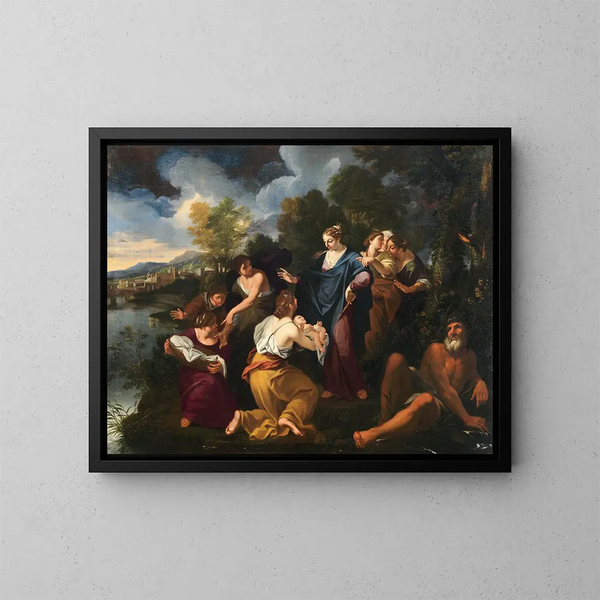 La scoperta di Mosè - Luigi Garzi — quadro incorniciato alla parete