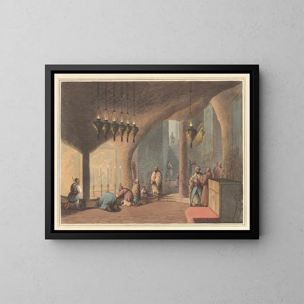 La Grotta della Natività - Luigi Mayer — quadro incorniciato alla parete