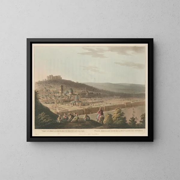 Vedute di Gerusalemme dal Monte degli Ulivi - Luigi Mayer — quadro incorniciato alla parete