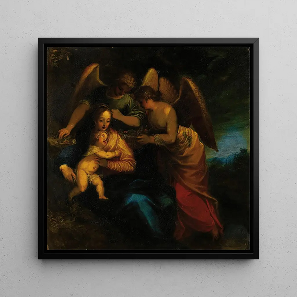 Quadro Madonna e bambino circondati da angeli - Hans Rottenhammer | Stampa d'arte