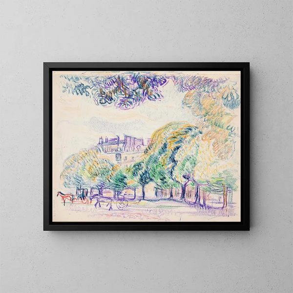 Vista della città con conducenti nel parco - Magnus Enckell — quadro incorniciato alla parete