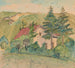 Casa tra gli alberi sullo sfondo di una collina - Sofija Paraszczuk — vista dell’opera