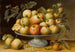 Nature morte con mele su una tazza in maiolica con nespole e uva spina bianca - Maniera di Fede Galizia — vista dell’opera
