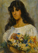 Femme avec des fleurs - Manière de Vladimir Makovsky — vista dell’opera