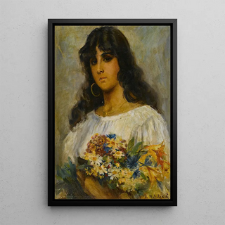 Manner of Vladimir Makovsky - Woman with Flowers.webp