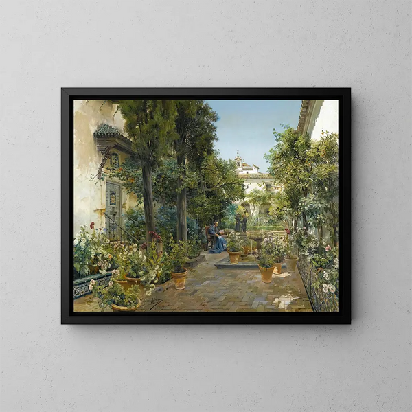 Giardino a Siviglia - Manuel García y Rodríguez — quadro incorniciato alla parete