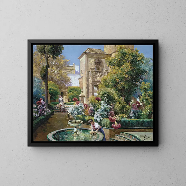I giardini dell'Alcázar di Siviglia - Manuel García y Rodríguez — quadro incorniciato alla parete