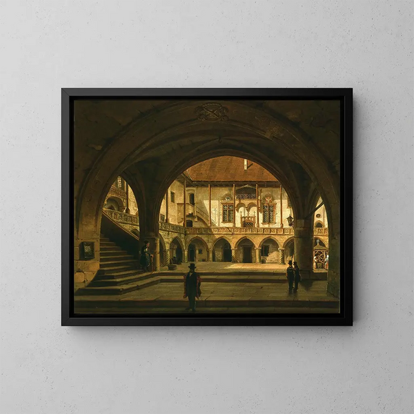 Cortile della biblioteca jagellona - Marcin Zaleski — quadro incorniciato alla parete