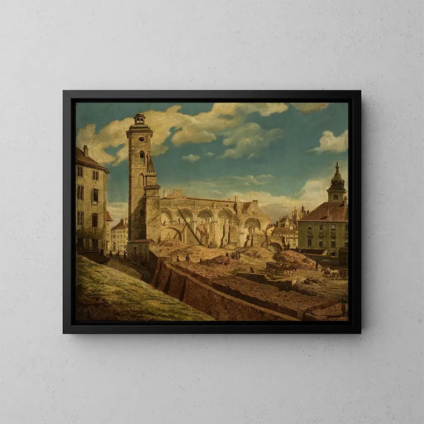 Demolizione della chiesa delle Sorelle Bernardine a Varsavia - Marcin Zaleski — quadro incorniciato alla parete