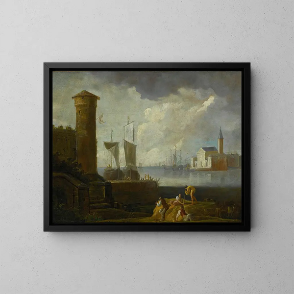 Una veduta capriccio di San Giorgio Maggiore a Venezia - Marco Ricci — quadro incorniciato alla parete