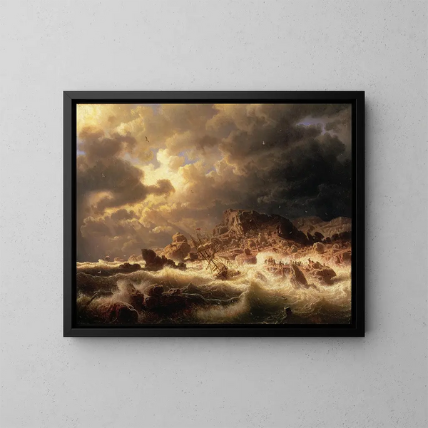 Tempesta sulla costa di Bohuslän - Marcus Larson — quadro incorniciato alla parete