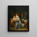 Due signore in un interno che legge una lettera con un cane su una panchina che si guarda nello specchio - Marguerite Gérard — quadro incorniciato alla parete