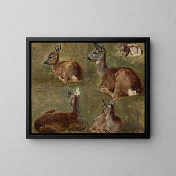 Schizzo di cerbiatti - Maria Kazanowska — quadro incorniciato alla parete