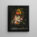 Natura morta di rose, garofani, calendule e altri fiori con un girasole e erba a strisce - Maria van Oosterwijck — quadro incorniciato alla parete