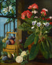 Una natura morta con fiori in vaso e frutta - Marian Chase — vista dell’opera