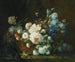 Nature morte con fiori, peonie, iris, ortensie in una teiera di rame, uno scarabeo e farfalle - Marie Beloux Hodieux — vista dell’opera