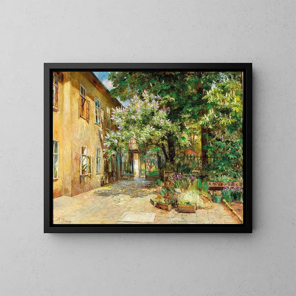 Una veduta del cortile al n° 8 Dreilaufergasse, 1070 Vienna - Marie Egner — quadro incorniciato alla parete