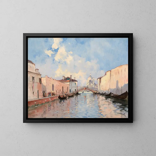 Canal veneziano - Marie Joseph Clavel — quadro incorniciato alla parete