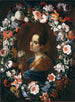 Ritratto di una dama circondata da una ghirlanda di fiori - Mario Nuzzi — vista dell’opera