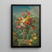 Roses coquelicots roses trémières pensées et glycine dans une urne en pierre soutenue par des putti sur un socle - Marius Vasselon — quadro incorniciato alla parete