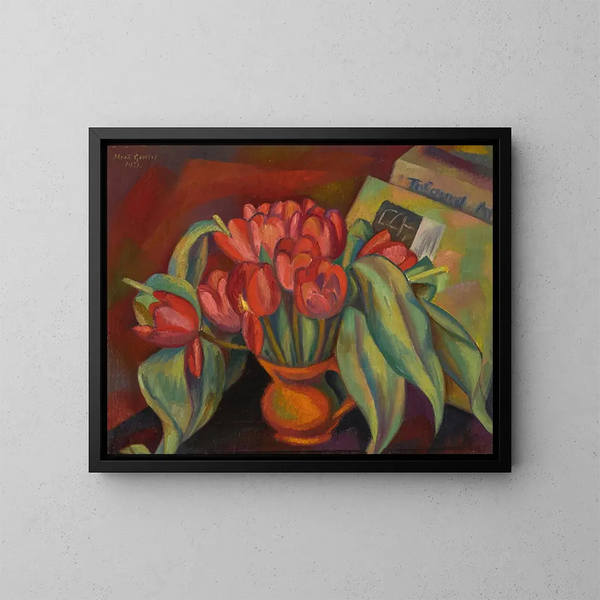 Nature morte ai tulipani rossi - Mark Gertler — quadro incorniciato alla parete