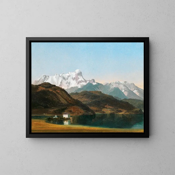 Una vista di Maria Loretto sul lago Wörthersee - Markus Pernhart — quadro incorniciato alla parete