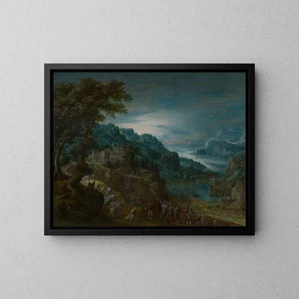 La riconciliazione di Giacobbe ed Esaù - Marten Van Valckenborch — quadro incorniciato alla parete