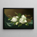 Magnolie su tessuto di velluto azzurro - Martin Johnson Heade — quadro incorniciato alla parete
