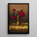 Roses rouges dans un vase japonais sur un tissu de velours doré - Martin Johnson Heade — quadro incorniciato alla parete