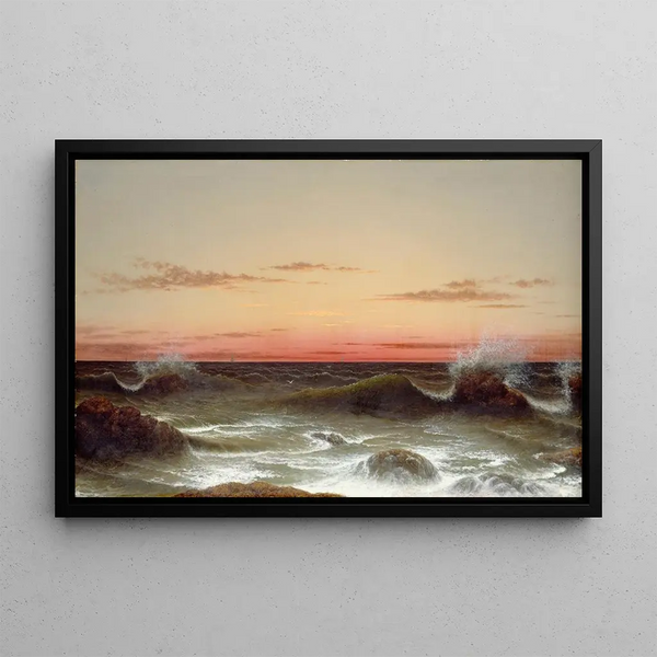 Paesaggio marino al tramonto - Martin Johnson Heade — quadro incorniciato alla parete