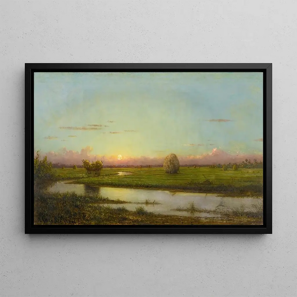 Tramonto sui prati di Newburyport - Martin Johnson Heade — quadro incorniciato alla parete