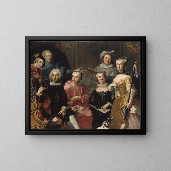 Ulrika Lovisa Tessin, Carl Gustaf Tessin, Erik Sparre, Johan Gabriel Sack, Nils Bielke, Eva Bielke e Hedvig Elisabet Sack - Martin van Meytens — quadro incorniciato alla parete