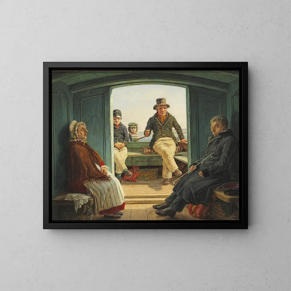 Scène di viaggio a bordo di una nave olandese - Martinus Rørbye — quadro incorniciato alla parete