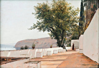 Martinus Rrbye - Scene near Sorrento overlooking the Sea.webp