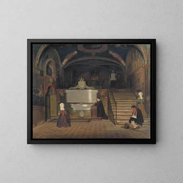 La cripta del monastero di San Benedetto a Subiaco in Italia - Martinus Rørbye — quadro incorniciato alla parete